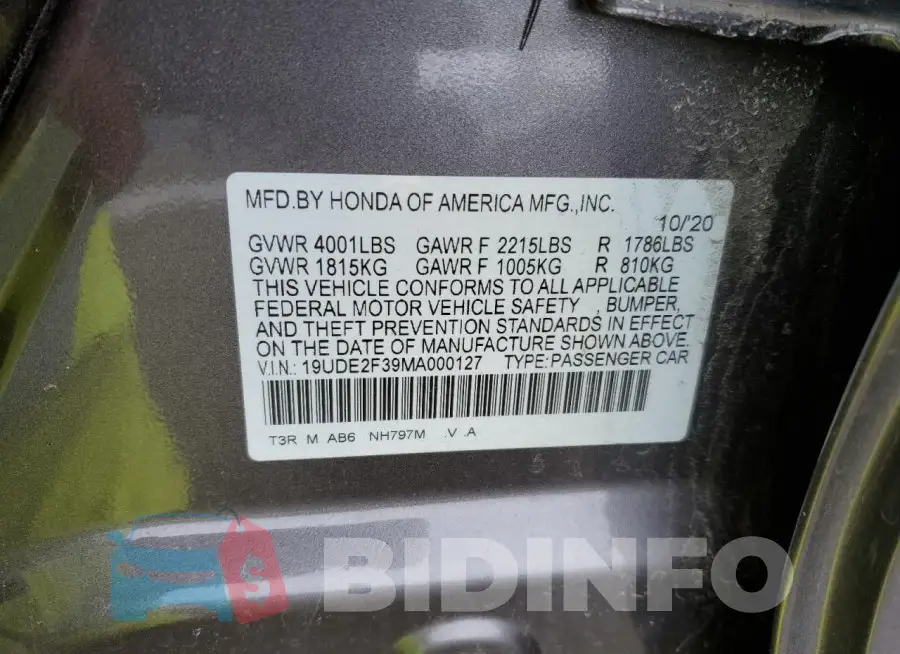 19UDE2F39MA000127 Photo# 12