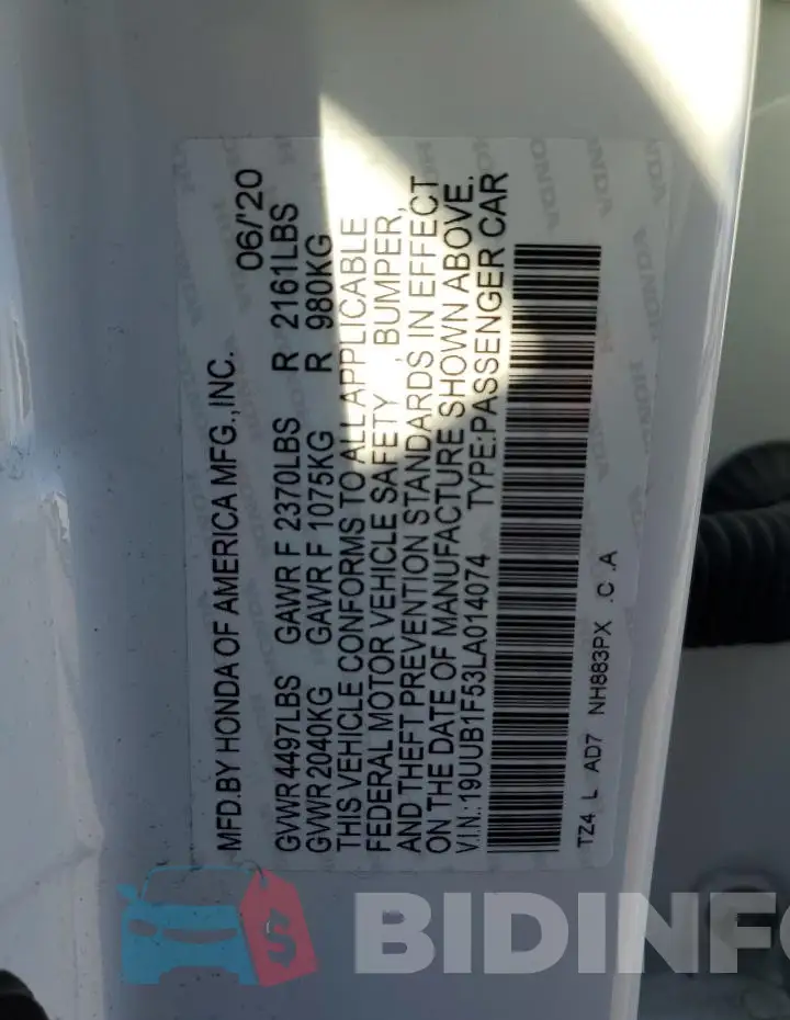 19UUB1F53LA014074 Photo# 12