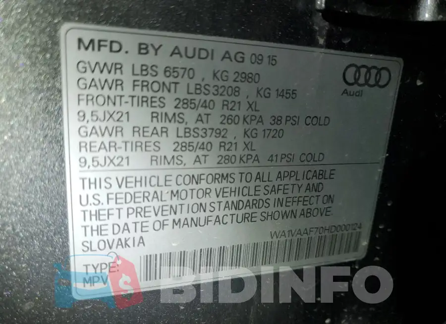 WA1VAAF70HD000124 Photo# 13