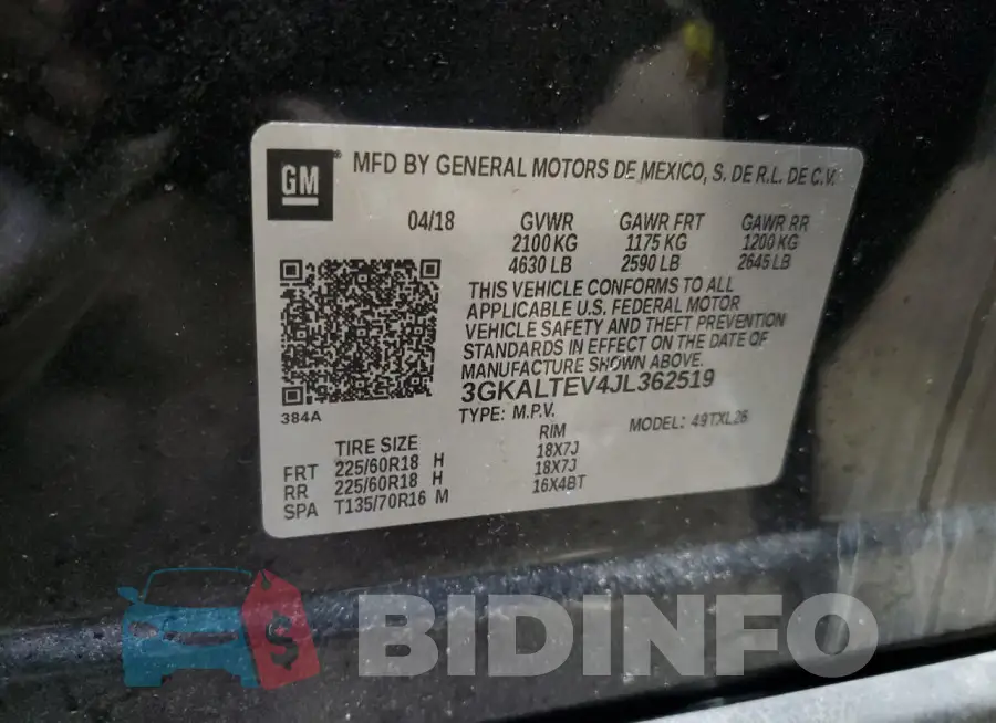 3GKALTEV4JL362519 Photo# 13