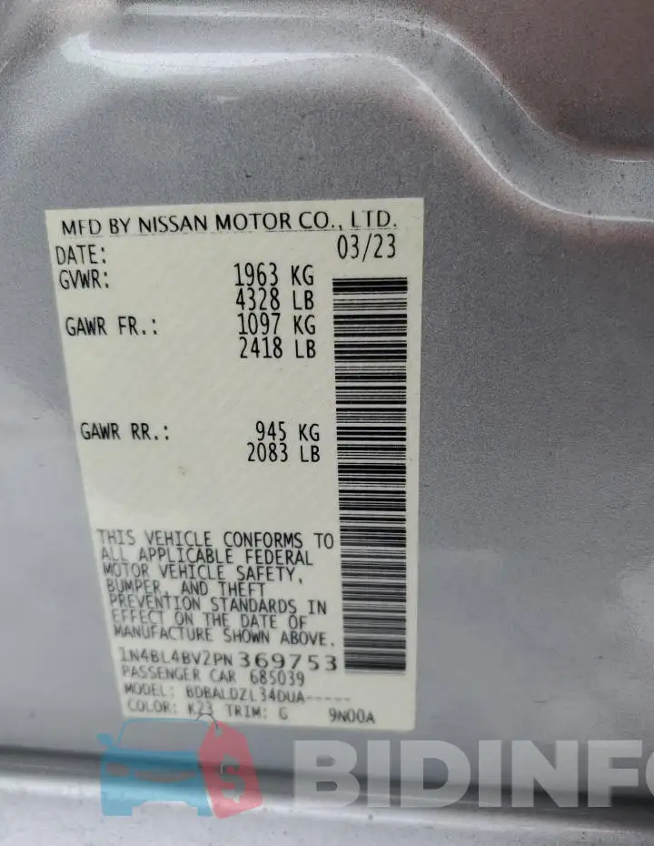 1N4BL4BV2PN369753 Photo# 12