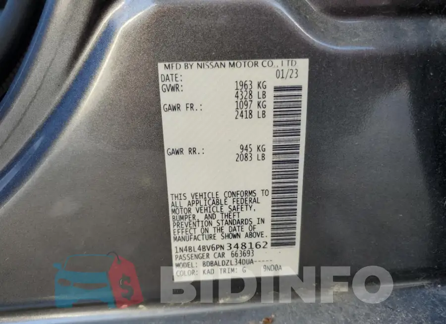 1N4BL4BV6PN348162 Photo# 12