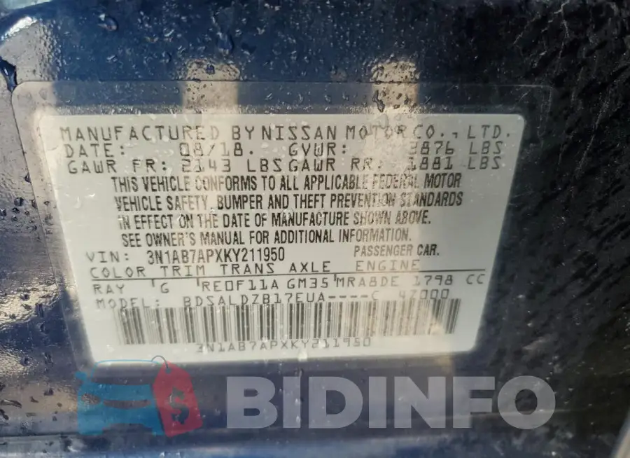 3N1AB7APXKY211950 Photo# 13