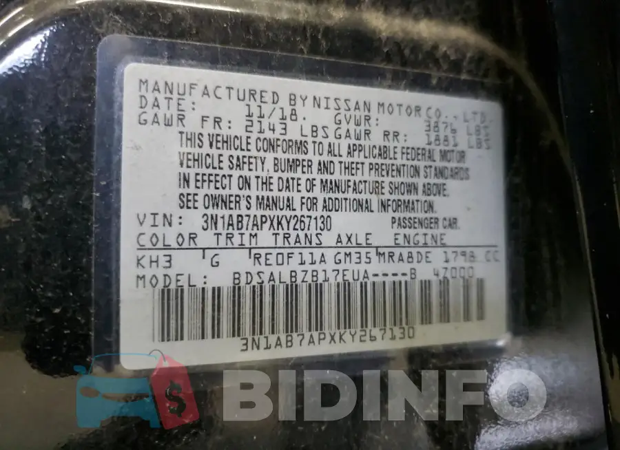 3N1AB7APXKY267130 Photo# 12