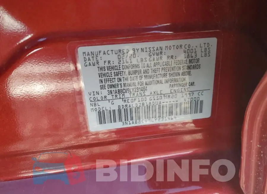 3N1AB8CV9LY231464 Photo# 13