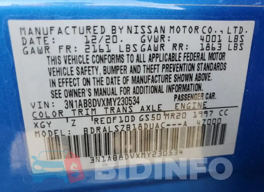 3N1AB8DVXMY230534 Photo# 12