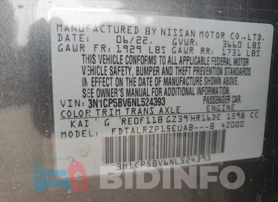 3N1CP5BV6NL524393 Photo# 14