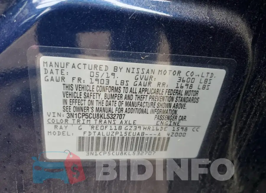 3N1CP5CU8KL532707 Photo# 14
