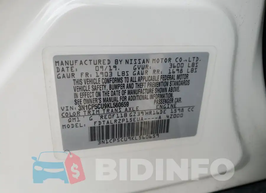 3N1CP5CU9KL560659 Photo# 12