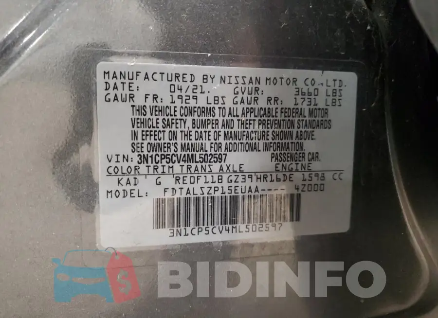 3N1CP5CV4ML502597 Photo# 12