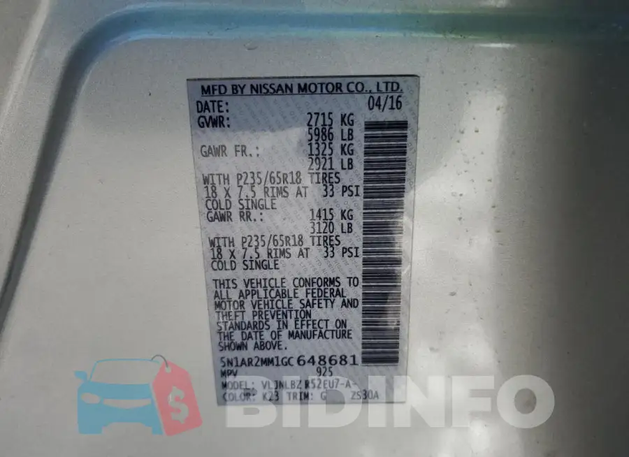 5N1AR2MM1GC648681 Photo# 13