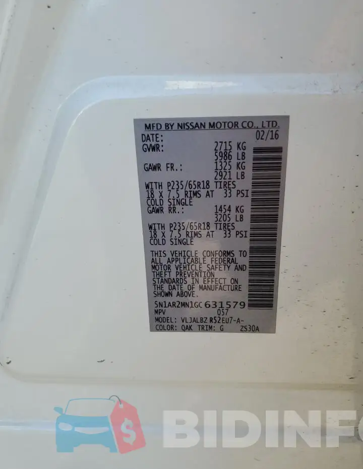 5N1AR2MN1GC631579 Photo# 13