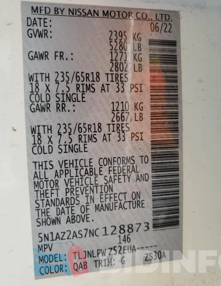 5N1AZ2AS7NC128873 Photo# 13