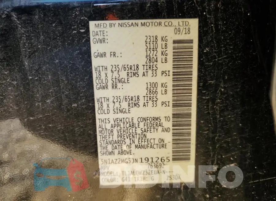 5N1AZ2MG5JN191265 Photo# 13