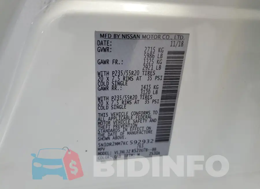 5N1DR2MM7KC592932 Photo# 12