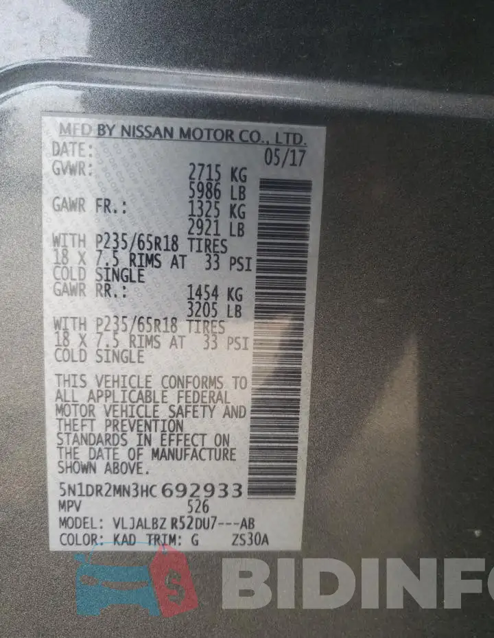5N1DR2MN3HC692933 Photo# 13