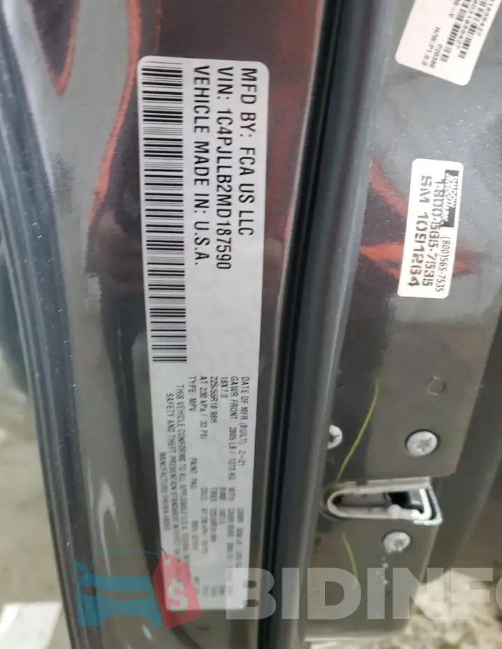 1C4PJLLB2MD187590 Photo# 13