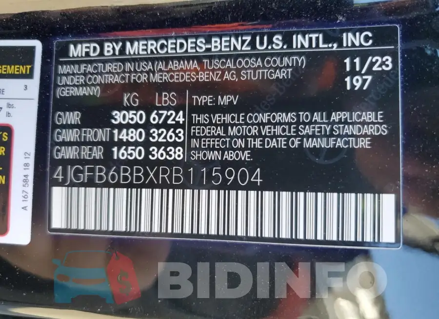 4JGFB6BBXRB115904 Photo# 13