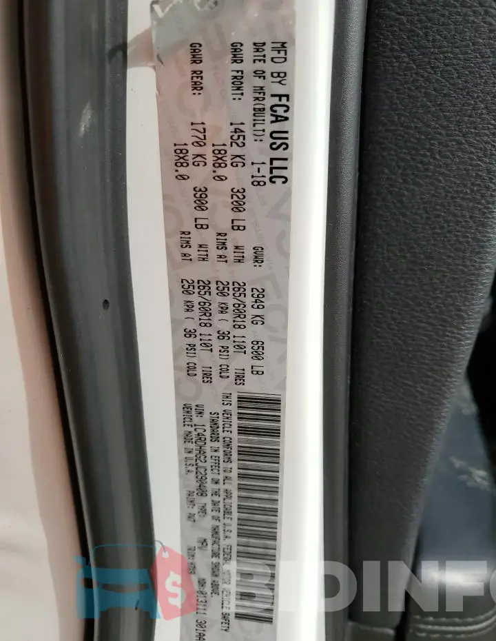 1C4RDHAG2JC290408 Photo# 14