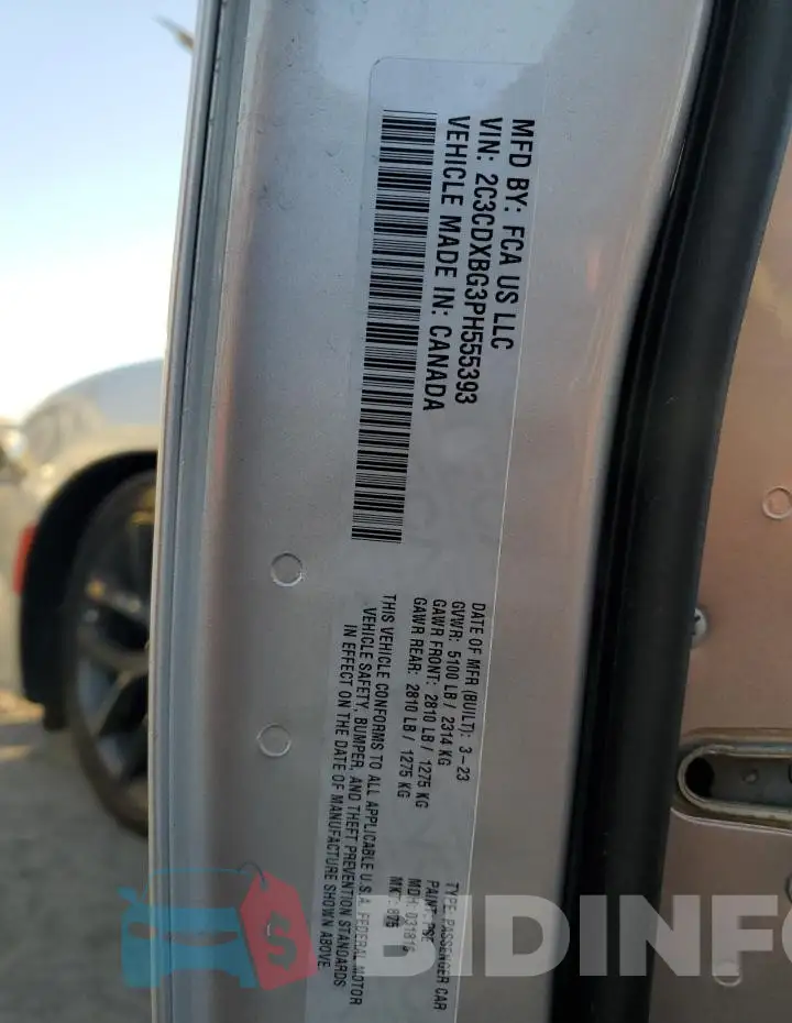 2C3CDXBG3PH555393 Photo# 13