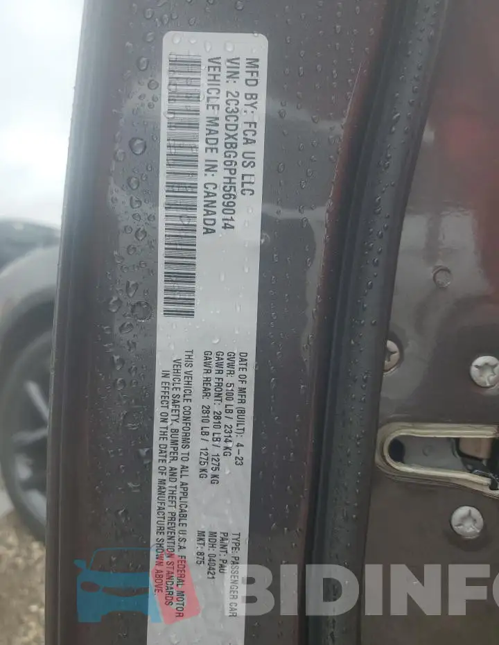 2C3CDXBG6PH569014 Photo# 12