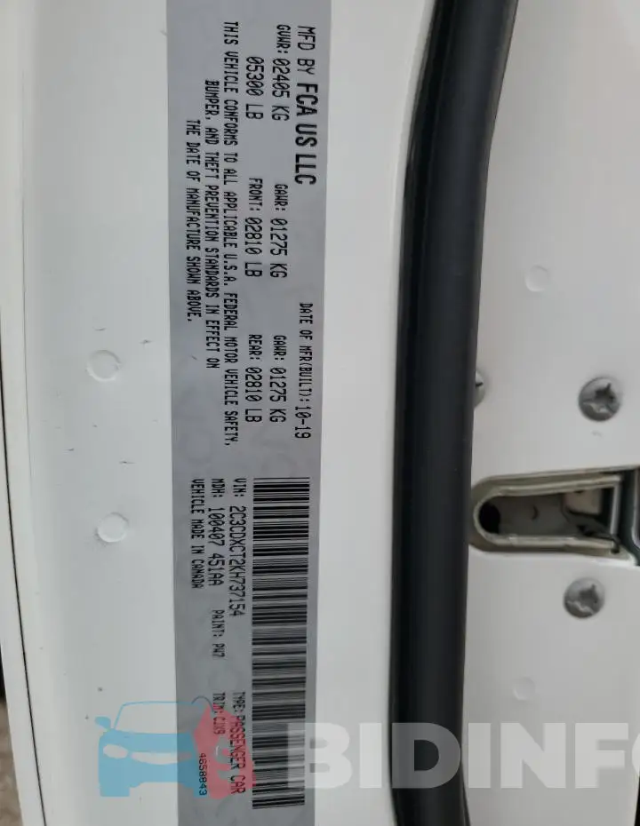 2C3CDXCT2KH737154 Photo# 12