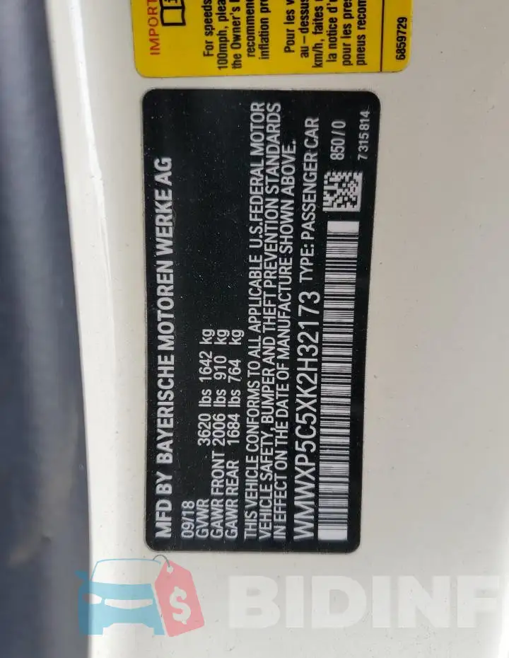WMWXP5C5XK2H32173 Photo# 12