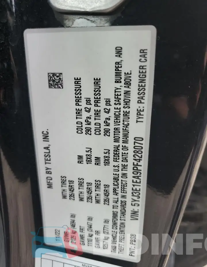 5YJ3E1EA9PF428070 Photo# 12