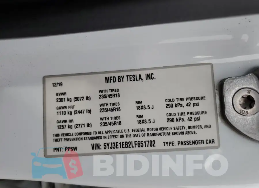 5YJ3E1EB2LF651702 Photo# 13