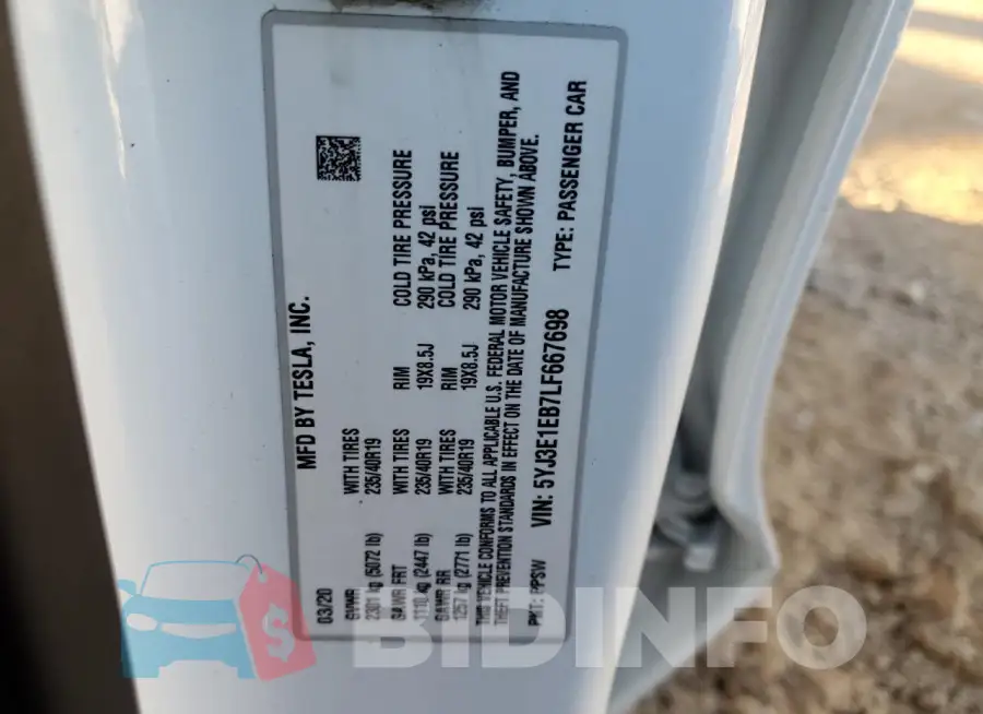 5YJ3E1EB7LF667698 Photo# 12