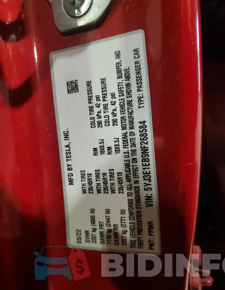 5YJ3E1EB9NF268584 Photo# 12