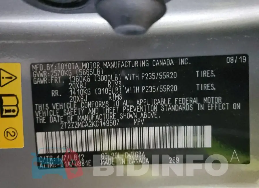 2T2ZZMCA2KC149507 Photo# 13