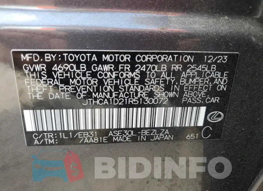 JTHCA1D21R5130072 Photo# 12