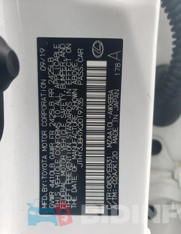 JTHY3JBH7K2019735 Photo# 13