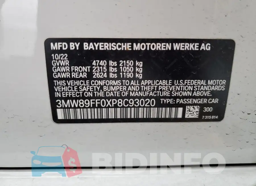 3MW89FF0XP8C93020 Photo# 12