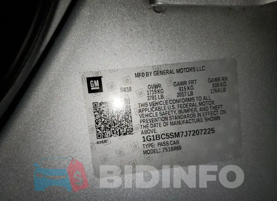 1G1BC5SM7J7207225 Photo# 12
