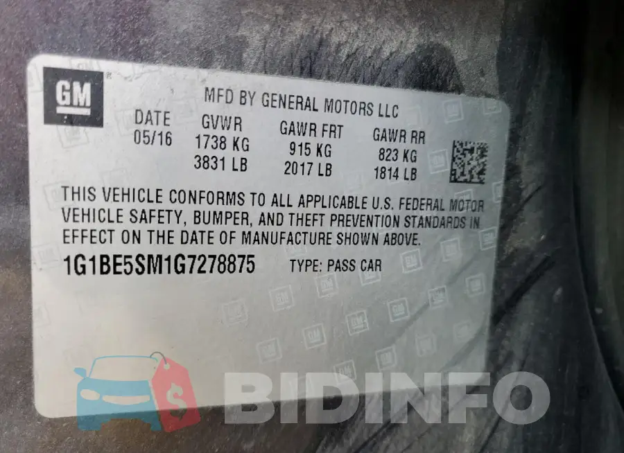 1G1BE5SM1G7278875 Photo# 12
