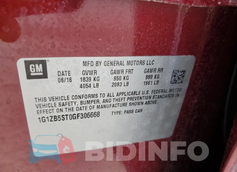 1G1ZB5ST0GF306668 Photo# 12