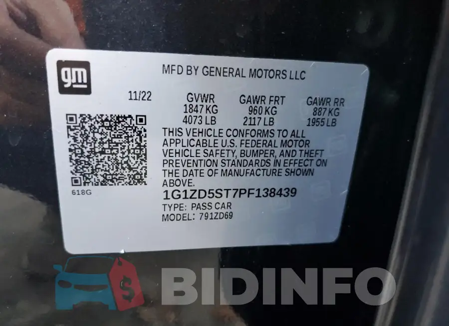 1G1ZD5ST7PF138439 Photo# 12