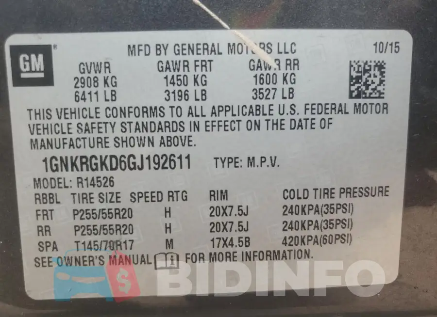 1GNKRGKD6GJ192611 Photo# 13