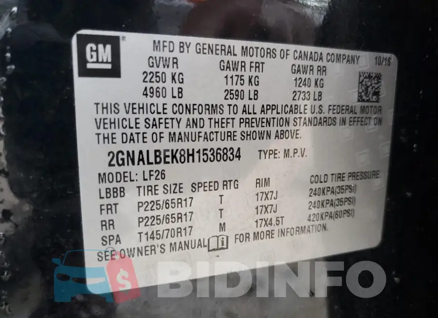 2GNALBEK8H1536834 Photo# 12