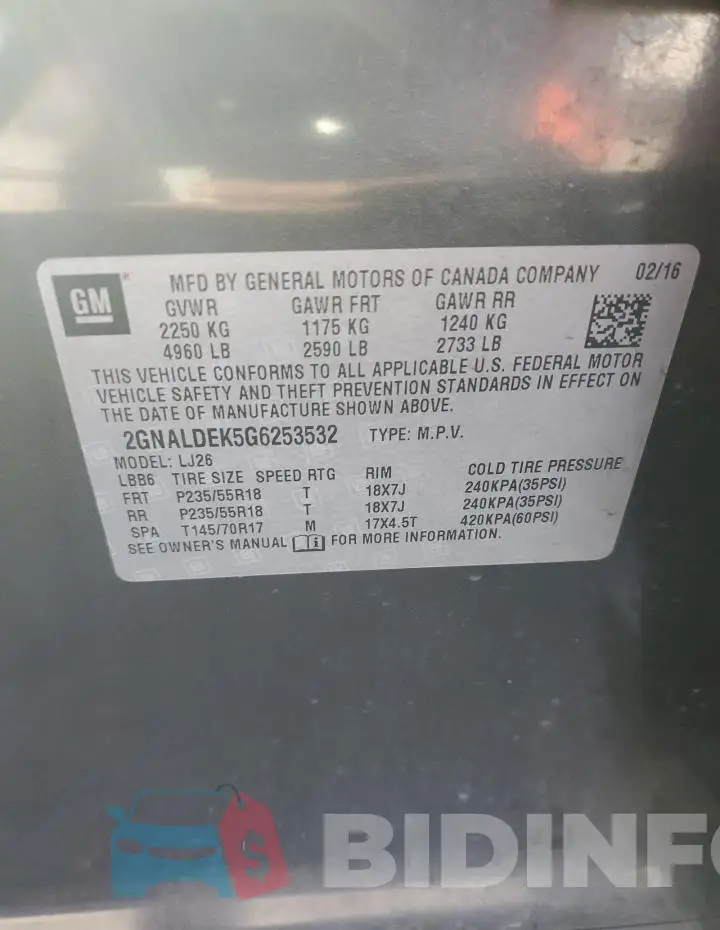 2GNALDEK5G6253532 Photo# 14