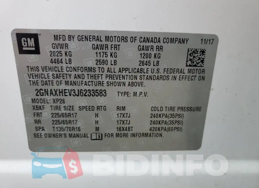 2GNAXHEV3J6233583 Photo# 13