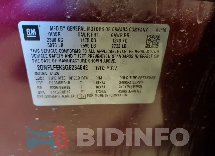 2GNFLFEK3G6234642 Photo# 13