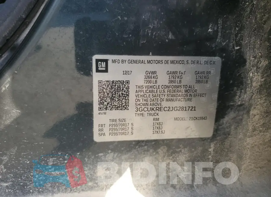 3GCUKREC2JG281721 Photo# 12