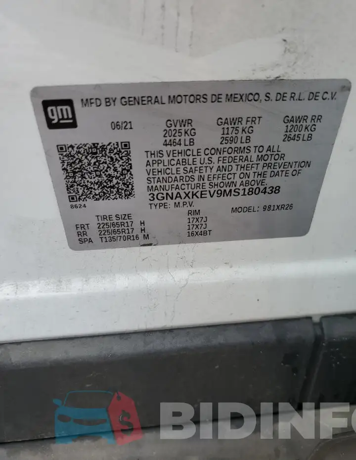 3GNAXKEV9MS180438 Photo# 13