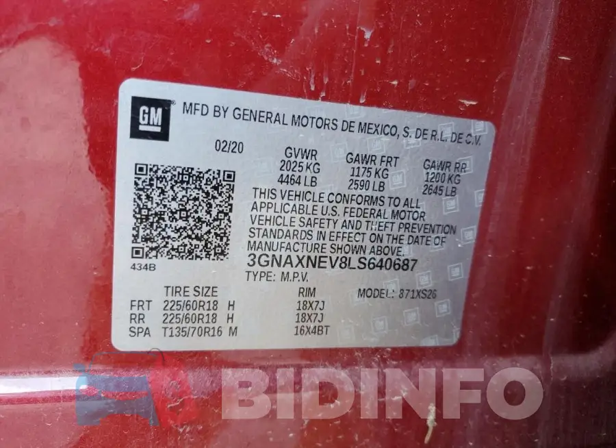 3GNAXNEV8LS640687 Photo# 13