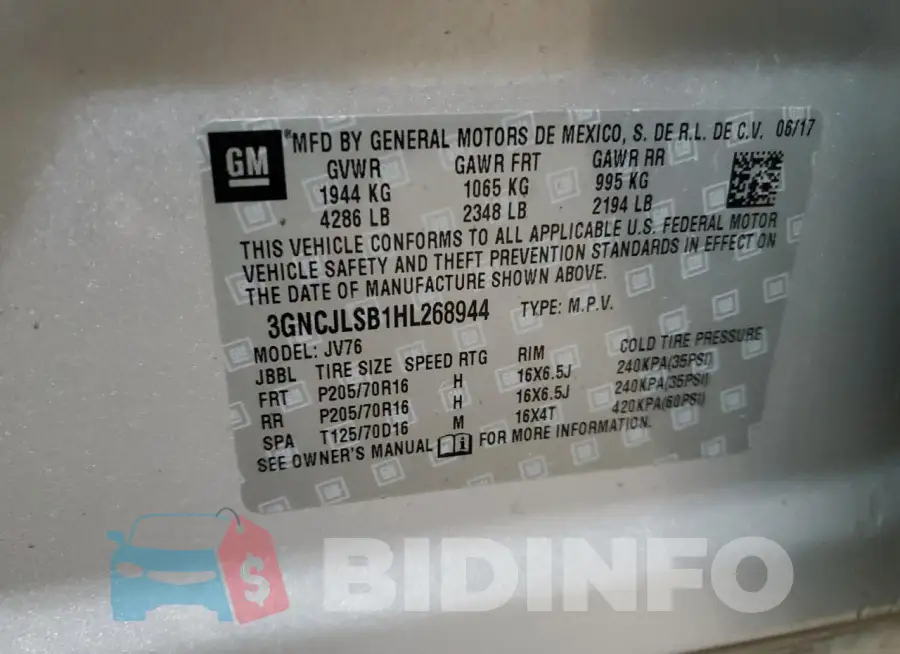3GNCJLSB1HL268944 Photo# 14