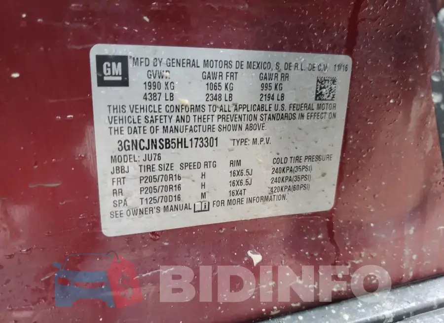 3GNCJNSB5HL173301 Photo# 14