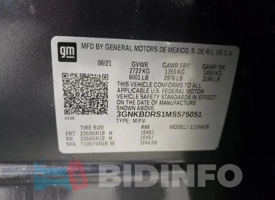 3GNKBDRS1MS575051 Photo# 13